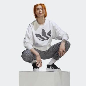 Adidas Originals Gingham Trefoil Oversized Sweatshirt .
